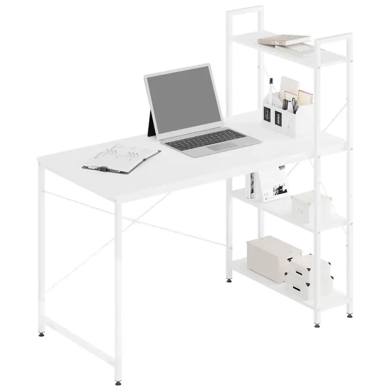 BukkitBow Compact Hoekbureau - Ruimtebesparende Werkplek met Opslagrek - 120x64x120cm