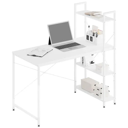 BukkitBow Compact Hoekbureau - Ruimtebesparende Werkplek met Opslagrek - 120x64x120cm