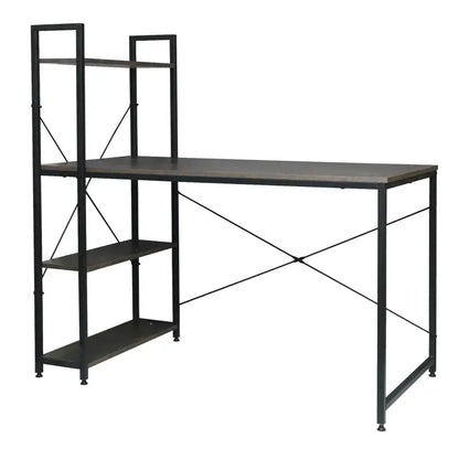 BukkitBow Compact Hoekbureau - Ruimtebesparende Werkplek met Opslagrek - 120x64x120cm
