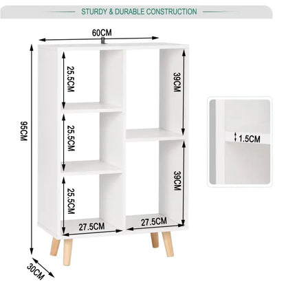 BukkitBow - Compacte Boekenkast - 5 Vakken - Ruimte-efficiënt - Sterke Planken - 30x60x95CM