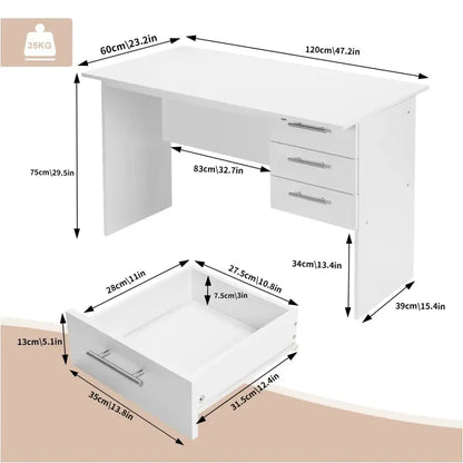 BukkitBow - Computer / Kantoor Bureau met Afsluitbare Ladeblok (60X120X75CM)