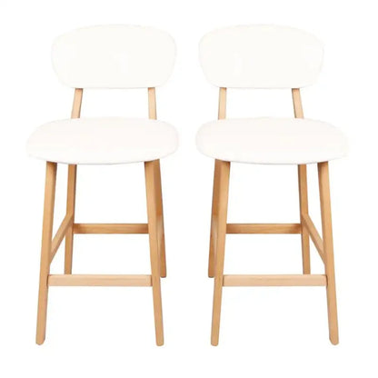 BukkitBow - Designer Barkrukken - Set van 2 Barkrukken - Kunstleer en Massief Hout - Modern en Comfortabel Design - Zithoogte: 65CM
