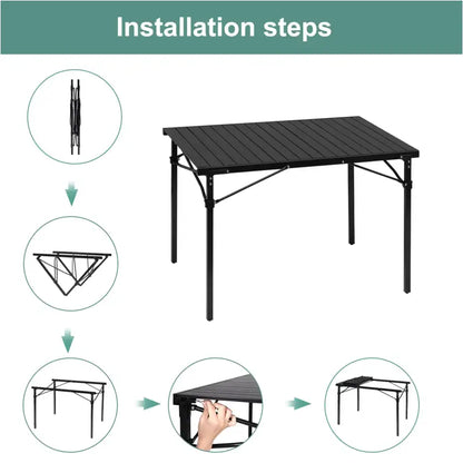 BukkitBow - Draagbare Campingtafel - 60kg Laadvermogen - Lichtgewicht 5.2kg - Opvouwbaar met Draagtas - 104x69x70cm