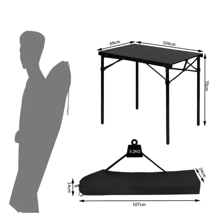 BukkitBow - Draagbare Campingtafel - 60kg Laadvermogen - Lichtgewicht 5.2kg - Opvouwbaar met Draagtas - 104x69x70cm