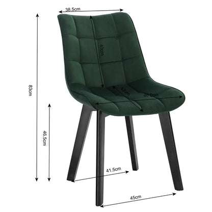 BukkitBow - Eetkamerstoel Fluweel - met Massief Houten Poten - Comfortabel Ontwerp - Zithoogte: 46.5cm