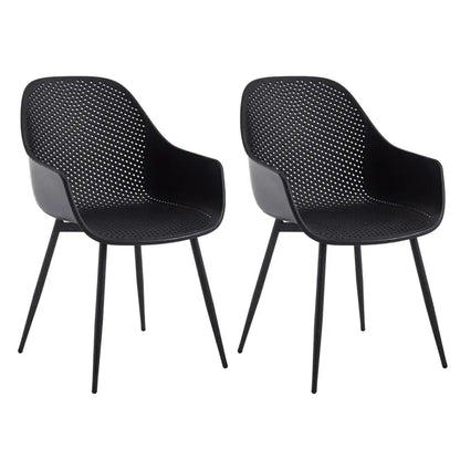 BukkitBow - Eetkamerstoelen Set van 2 - Moderne Keukenstoel - Holle Rug - Metalen Poten