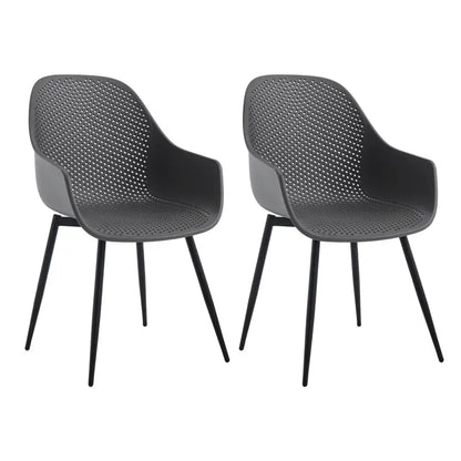 BukkitBow - Eetkamerstoelen Set van 2 - Moderne Keukenstoel - Holle Rug - Metalen Poten