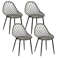BukkitBow - Eetkamerstoelen Set van 4 - Holle Rugleuning - Scandinavisch Design - Metalen Poten - Keukenstoelen