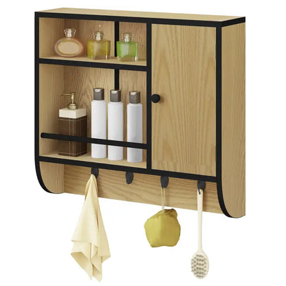 BukkitBow - Eiken Badkamermeubel - Badkamer Wandkast - Verstelbare Planken - Maximaal 7 kg per Lade - Industrieel Ontwerp - 58x52x15 cm