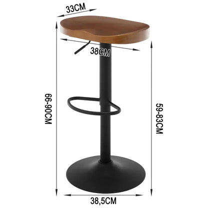 BukkitBow - Ergonomische Barkruk - Massief Hout en Metaal - Verstelbare Hoogte - 150 kg Draagvermogen
