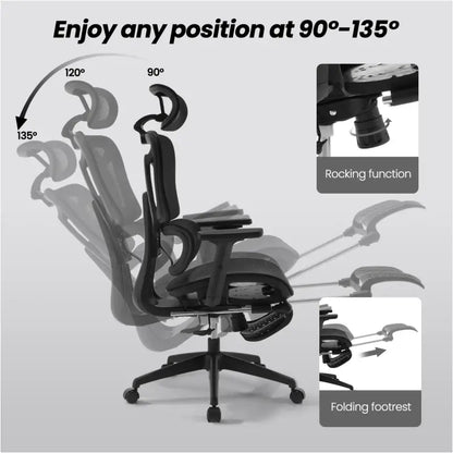 BukkitBow - Ergonomische Mesh Bureaustoel - Verstelbaar en Kantelbaar - Ademend en Comfortabel - Max Belasting: 150kg