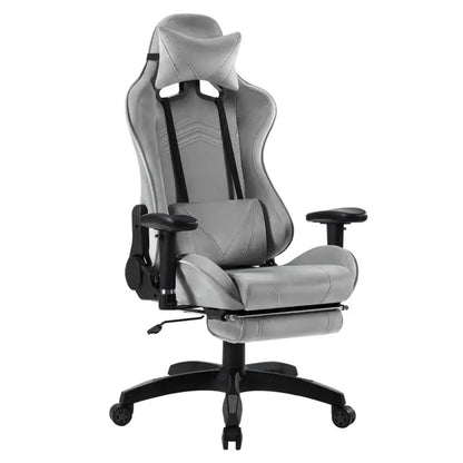 BukkitBow - Ergonomische Velvet of Lederen Gaming Stoel - met Rugkussen en Benenondersteuning - 43-51CM Hoog