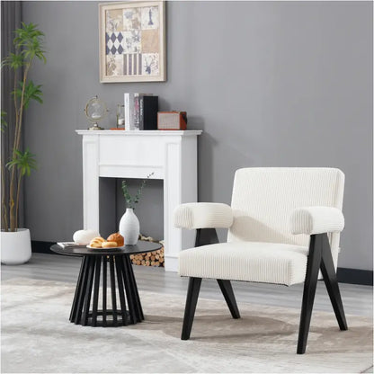BukkitBow - Fauteuil van Corduroy - Rubberwood Poten - Comfortabel Design - Modern Middeleeuws Stijl