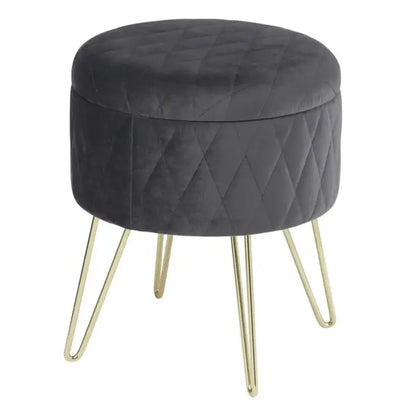 BukkitBow – Fluwelen Poef met Opbergruimte – Met Gouden Onderstel – 31.5x31.5x36 cm – Stabiel en Comfortabel