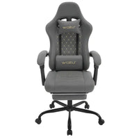 BukkitBow - Gaming Stoel met Massage Kussen en Voetsteun - Metaal/Technologische Stof/PU Wielen - Verstelbare Rugleuning en Hoogte