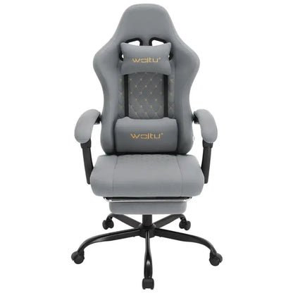 BukkitBow - Gaming Stoel met Massage Kussen en Voetsteun - Metaal/Technologische Stof/PU Wielen - Verstelbare Rugleuning en Hoogte