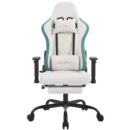 BukkitBow - Gaming Stoel met Massage Kussen - Metaal/Technische Stof/PU Wielen - 90°-155° Kantelbaar - Verstelbaar in hoogte en Diepte