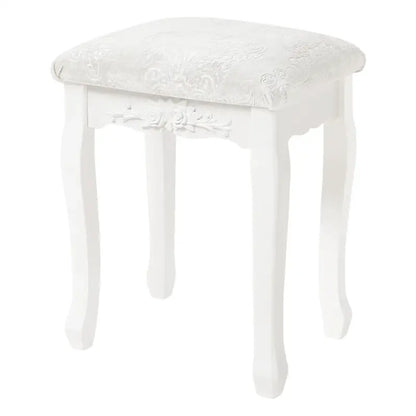 BukkitBow - Gewatteerde Kruk - Vintage stijl kruk met Patroon – Piano Kruk / Make Up Kruk voor Kaptafel - Mini Dressoir - 40X30X50CM - Wit