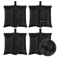 BukkitBow - Gewichtszakken – Set van 4 Zandzakken voor Partytent, Parasol en Tuinmeubilair – 37x34 cm – Zwart