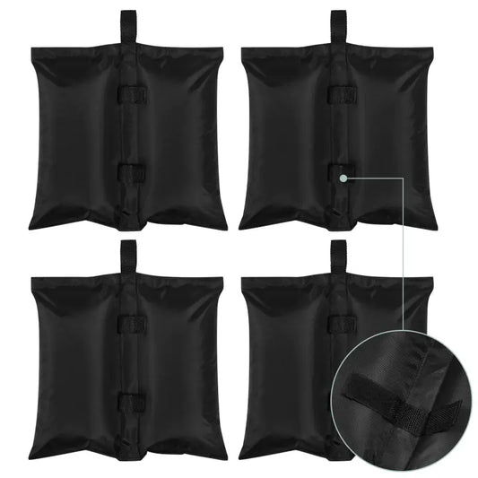 Zwart, opblaasbaar stabiliteitsgewicht van 4 stuks, gemaakt van waterdicht nylon met verstelbare velcro-sluitingen. Geschikt voor kajakken, booten en andere watersportactiviteiten.