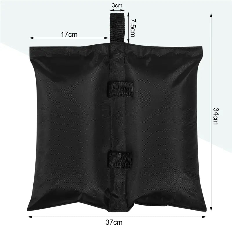 BukkitBow - Gewichtszakken – Set van 4 Zandzakken voor Partytent, Parasol en Tuinmeubilair – 37x34 cm – Zwart