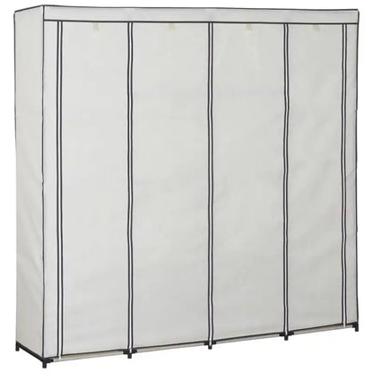 BukkitBow - Grote Kledingkast met Anti-Stofhoes - Niet-geweven en Stalen Buis - Grijs met Crème - 174x46x169cm