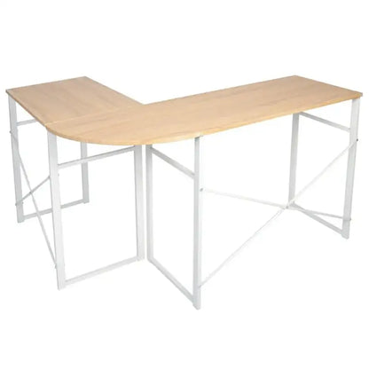 BukkitBow - Hoekbureau met Ronde Bocht - Stevig Hout en Wit Stalen Frame - 83x40CM & 63x40cm