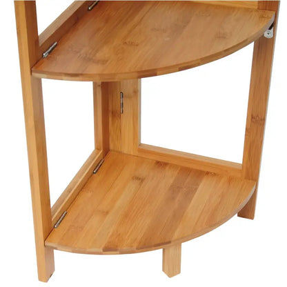 BukkitBow - Hoekplank / Wandplank - Bamboe Kast - 4 Opslagniveaus - Veelzijdig Gebruik - Robuust en Stabiel - 27x27x120CM