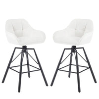 BukkitBow - Hoge Luxe Barkrukken Velvet / Vluweel - Met rugleuning en Armleuning met Patroon en Voetensteun - 360 Graden Draaibaar - Set van 2 Stuks