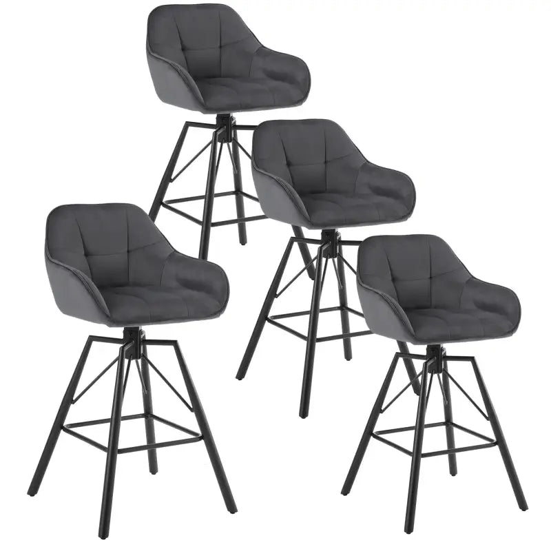BukkitBow - Hoge Luxe Barkrukken Velvet / Vluweel - Met rugleuning en Armleuning met Patroon en Voetensteun - 360 Graden Draaibaar - Set van 4 Stuks