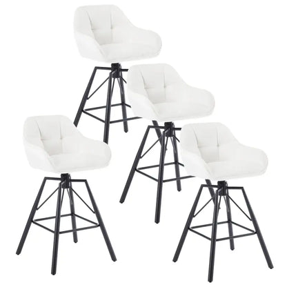 BukkitBow - Hoge Luxe Barkrukken Velvet / Vluweel - Met rugleuning en Armleuning met Patroon en Voetensteun - 360 Graden Draaibaar - Set van 4 Stuks