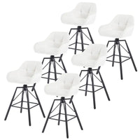 BukkitBow - Hoge Luxe Barkrukken Velvet / Vluweel - Met rugleuning en Armleuning met Patroon en Voetensteun - 360 Graden Draaibaar - Set van 6 Stuks