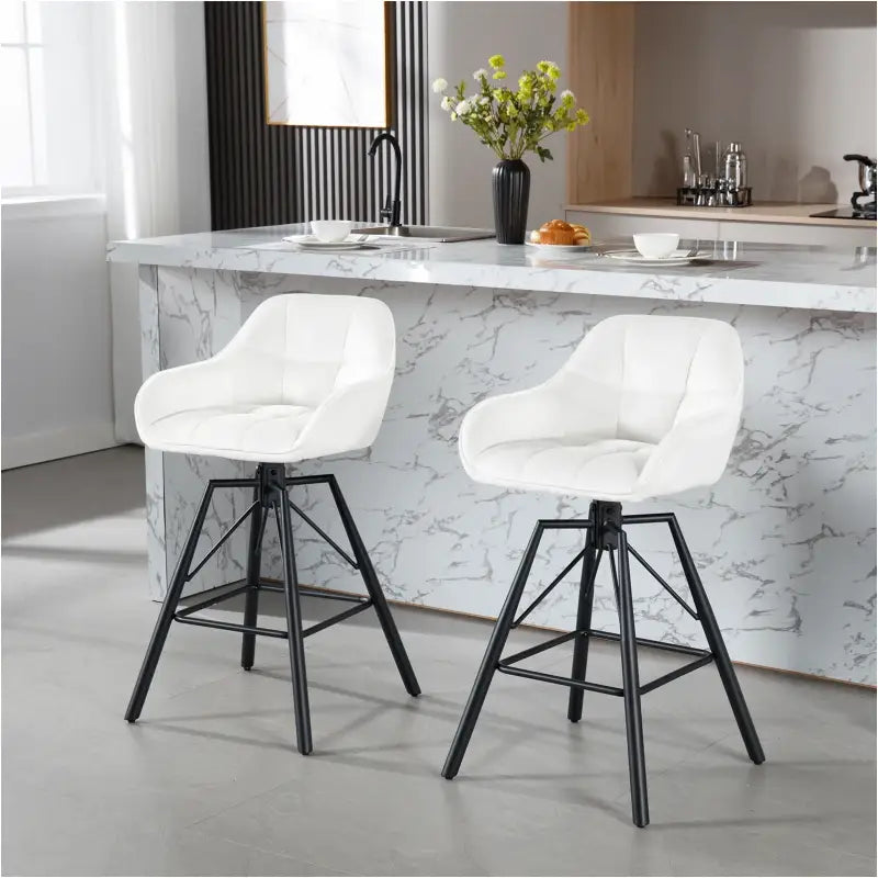 BukkitBow - Hoge Luxe Barkrukken Velvet / Vluweel - Met rugleuning en Armleuning met Patroon en Voetensteun - 360 Graden Draaibaar - Set van 6 Stuks