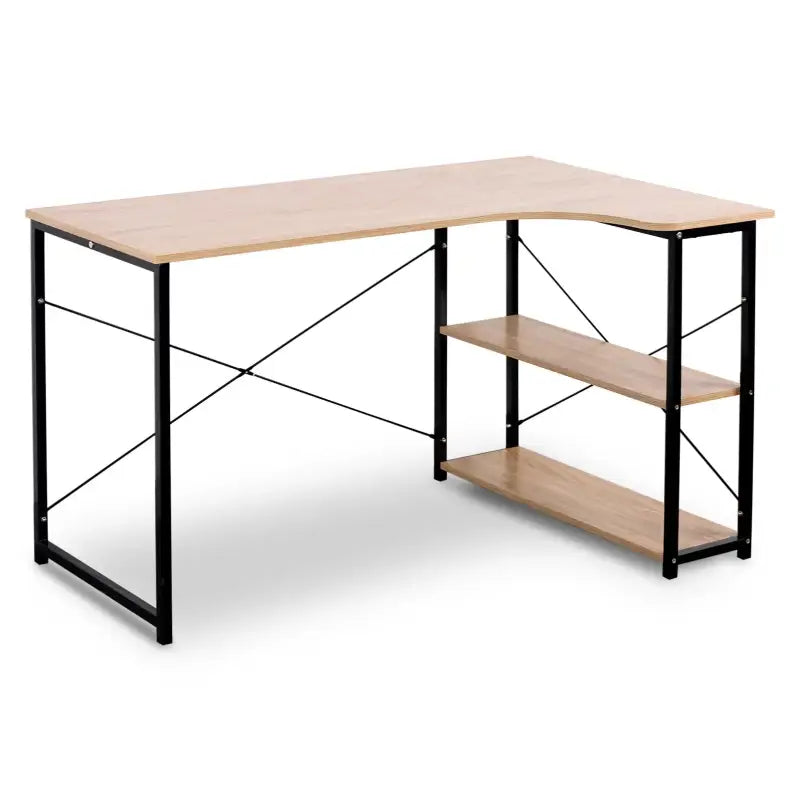 Comnox - BukkitBow Industrieel Bureau - Compact Hoekbureau met Opbergruimte - 120x74cm