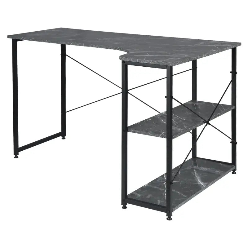 BukkitBow - Industrieel Bureau - Klein Hoekbureau met 2 Planken Opbergruimte - 120x74cm