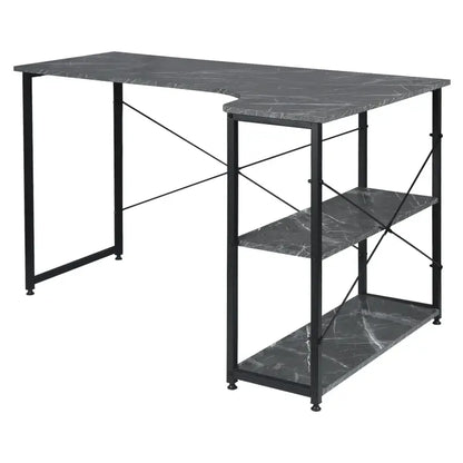 BukkitBow - Industrieel Bureau - Klein Hoekbureau met 2 Planken Opbergruimte - 120x74cm
