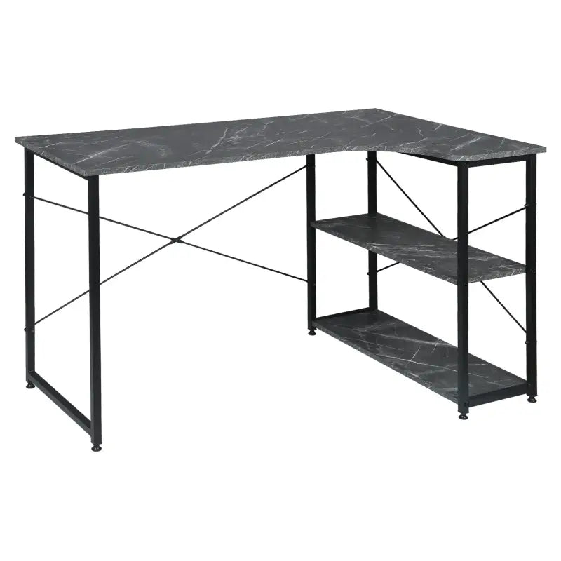 BukkitBow - Industrieel Bureau - Klein Hoekbureau met 2 Planken Opbergruimte - 120x74cm