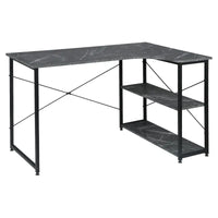 BukkitBow - Industrieel Bureau - Klein Hoekbureau met 2 Planken Opbergruimte - 120x74cm