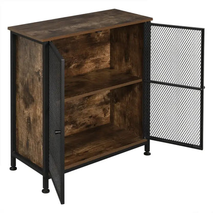BukkitBow - Industriële Dressoir - Ruime Opbergruimte - Combinatie van Staal en Hout - Eenvoudige Montage - 70x30x80CM