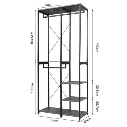 BukkitBow - Industriële Kapstok met Grote Opslagcapaciteit - Betrouwbare Kwaliteit - Verstelbare Anti-slip Pootjes - 90x40x213CM