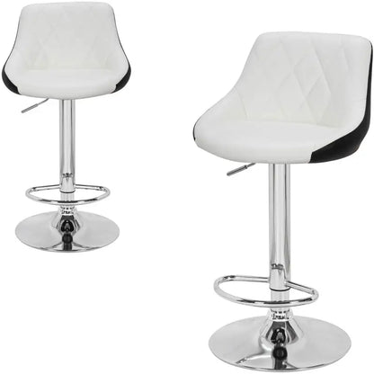 BukkitBow - Industriële Set van 2 Barkrukken met Rugleuning en Verstelbare Zithoogte - met Voetensteun - (Zithoogte: 60-82CM)