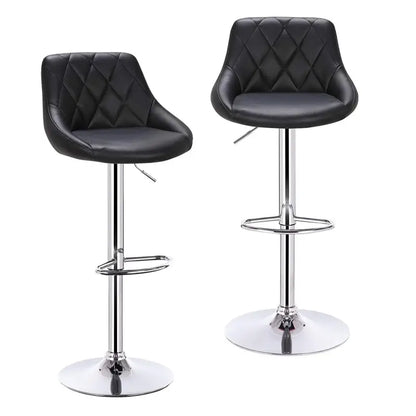 BukkitBow - Industriële Velvet Barkruk met Rugleuning en Verstelbare Zithoogte - Set van 2 Stuks - 60-82CM