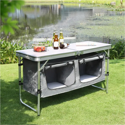 BukkitBow - Inklapbare Campingtafel / Picnic tafel met Stevig Blad - 30kg Tafelbelasting - Geschikt voor 4-6 Personen - 120x47x62/69.5 cm