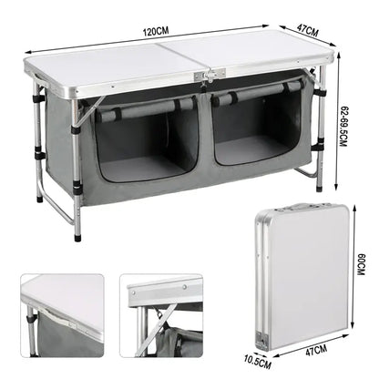 BukkitBow - Inklapbare Campingtafel / Picnic tafel met Stevig Blad - 30kg Tafelbelasting - Geschikt voor 4-6 Personen - 120x47x62/69.5 cm