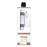 BukkitBow - Kapstok / Kledingrail - Staal en Hout - Inclusief 2 Opbergplanken - Max 20 kg voor Kledingrail - 60x40x167cm