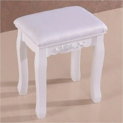 BukkitBow - Kaptafel / Cosmetische Tafel met 3-Delige Spiegel en met 4 Lades - Kaptafel / Make-up Tafel - (90x145x40cm) Inclusief Kruk