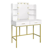 BukkitBow - Kaptafel / Makeuptafel met Spiegel en LED Lampen (90X75X45CM)