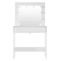 BukkitBow - Kaptafel met Grote Spiegel en LED Verlichting - MDF Vezelplaat E1 - Ruime Opslag - 80x40x140cm