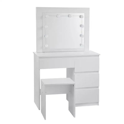 BukkitBow - Kaptafel Set met Kruk - Melamine Panelen - Inclusief Spiegel en LED Verlichting
