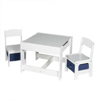 BukkitBow - Kindertafel met Stoelen - Kinder meubelset met Omkeerbare Tafelblad - Inclusief Opbergmanden - Dubbelzijdig Bord - Tafel: 60x60x48cm